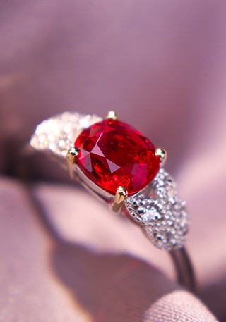 天然无烧鸽血红宝石戒指THR1288