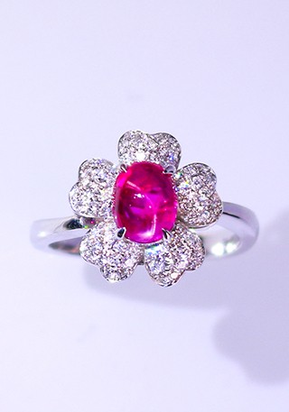 缅甸天然无烧红宝石戒指THR1145