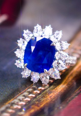 缅甸无烧矢车菊蓝宝石戒指L1097