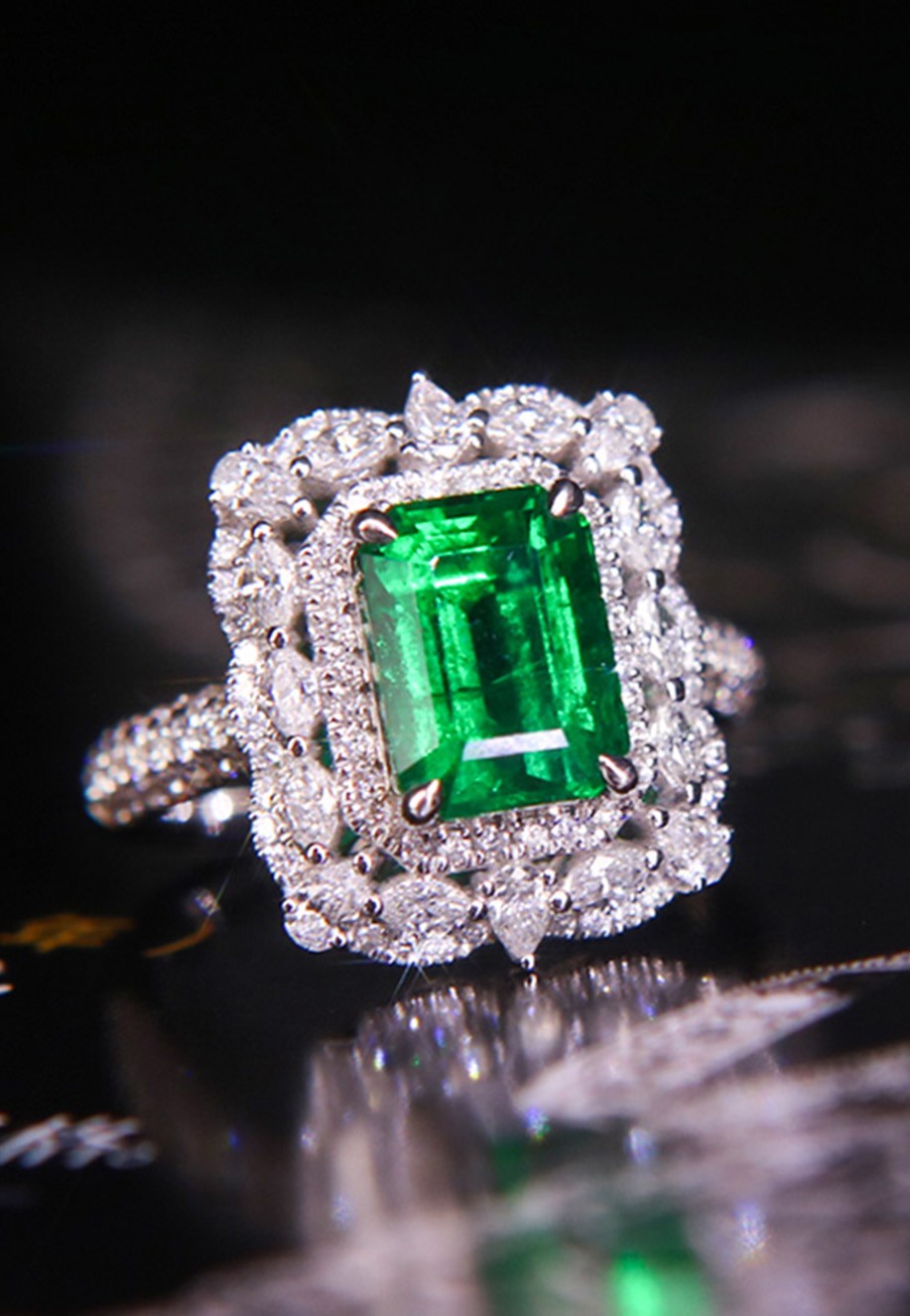 天然无油祖母绿戒指Z921