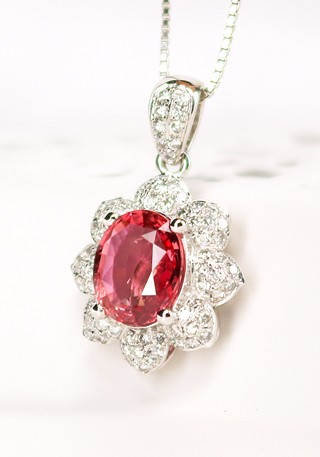 天然无烧帕帕拉恰蓝宝石吊坠L739