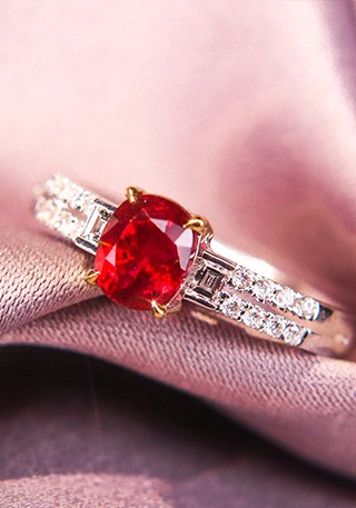 天然无烧鸽血红宝石戒指THR1279