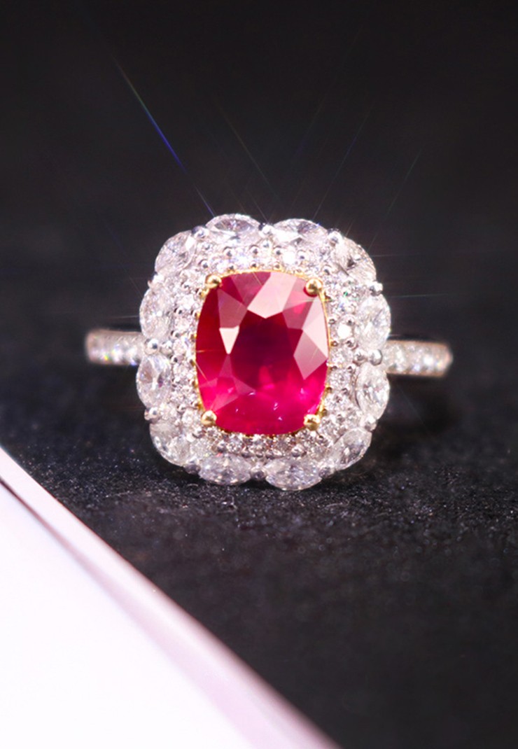 天然无烧鸽血红宝石戒指THR1164