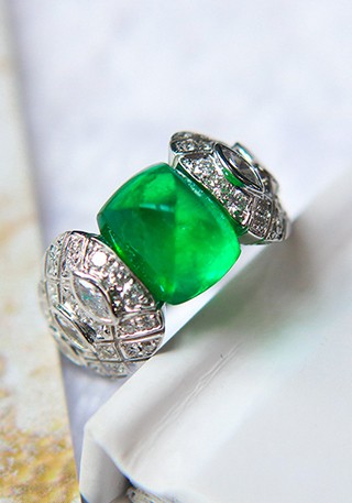 哥伦比亚天然祖母绿戒指Z652