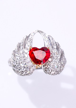 天然无烧鸽血红宝石戒指H458