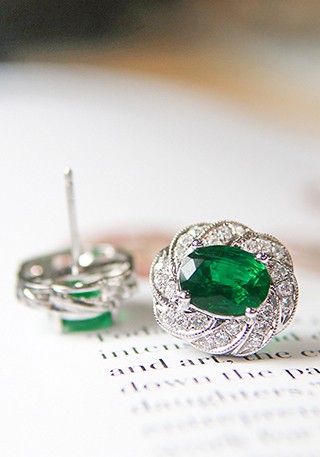 天然祖母绿耳钉Z1066（7）